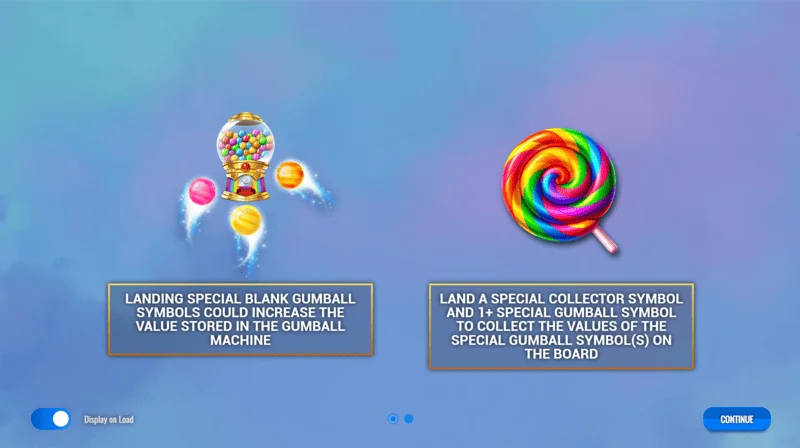 Sweet Candy Cash Stash - aðalvalmynd og stillingar rifa